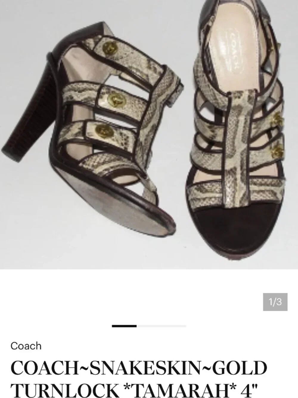 COACH~SNAKESKIN~GOLD TURNLOCK *TAMARAH* 4